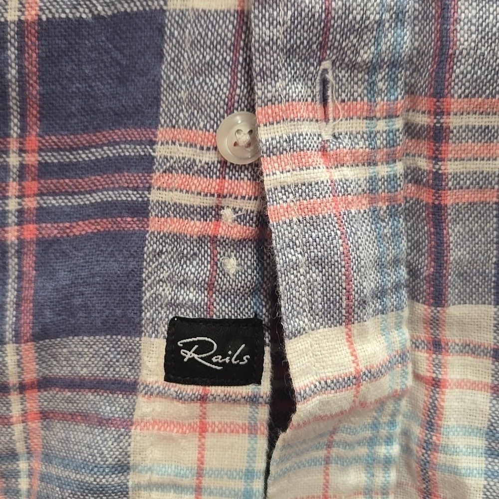 Rails-Wyatt in 'Ocean Tangerine' 100% Cotton Long Sleeve Button Down-Size XL - Picture 7 of 17